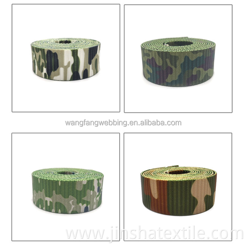 3.8cm camouflage webbing printing heat transfer bag strap webbing belt accessories can be custom nylon webbing